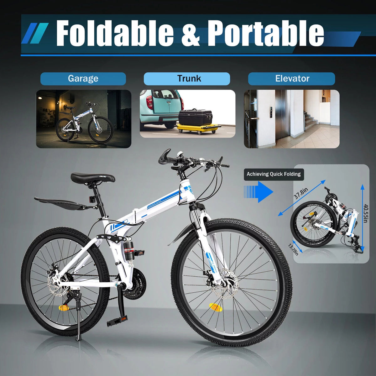26 21-Speed Folding Mountain Bike U6560