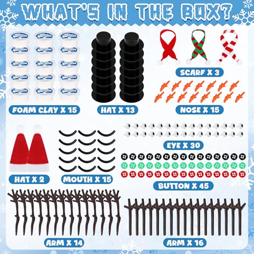 120 Pack Christmas Crafts DIY Snowman Making Kit with Air Dry Clay I52402