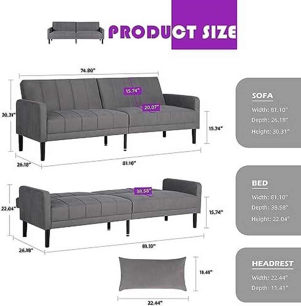 Button Tufted Upholstered Sofa Couch with 2 USB Charging Ports O763801