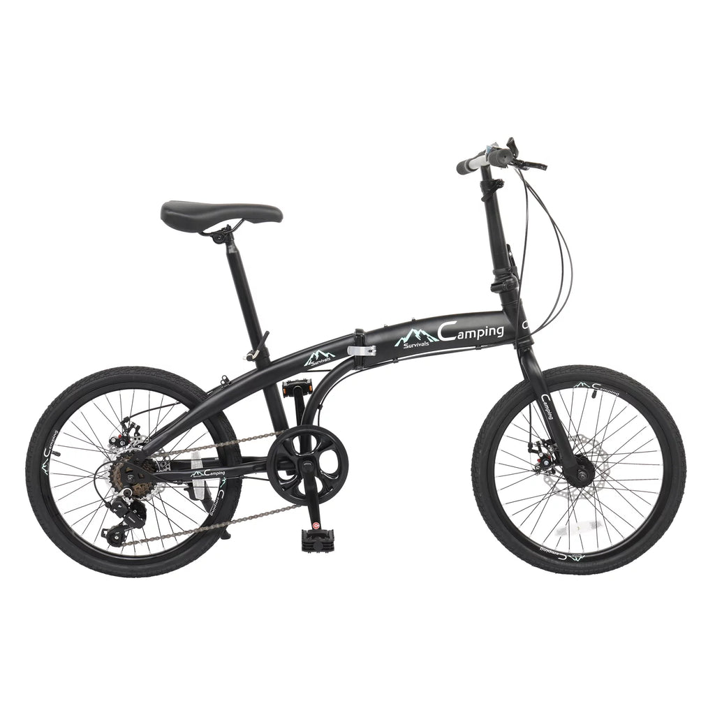 20 Folding City Bike, 7 Speed Bicycle, Black X4052