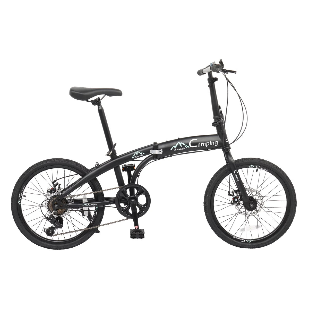20 Folding City Bike, 7 Speed Bicycle, Black X4052