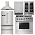 36 in. Propane Gas Range, Range Hood, Refrigerator, Dishwasher, Wine Cooler B51084