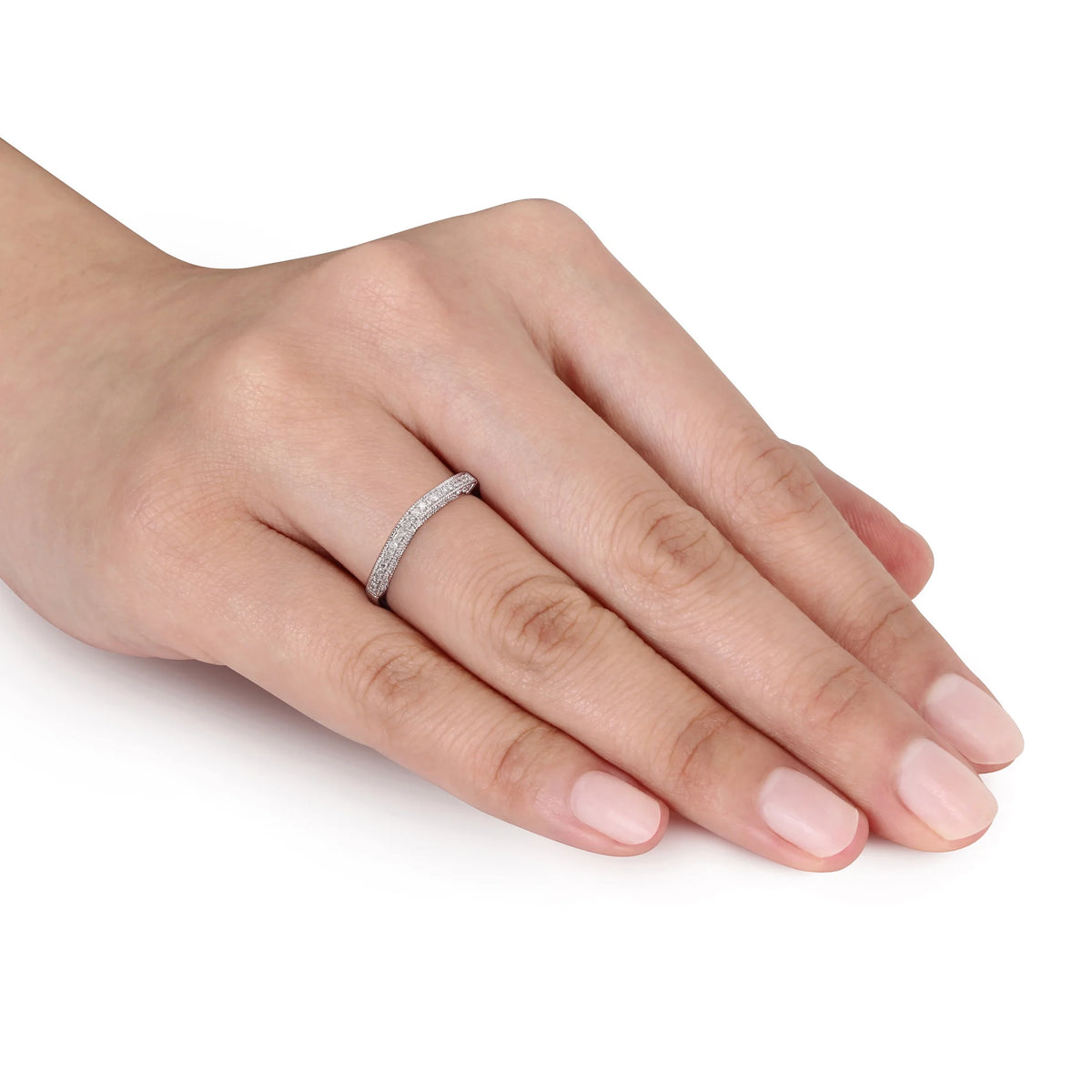 Diamond Accent Semi-Eternity Band in 10kt White Gold M5406