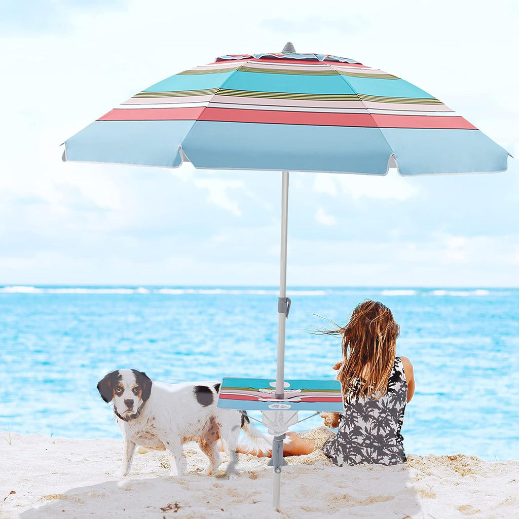 7.5FT Beach Umbrella with Table and Carry Bag T555950
