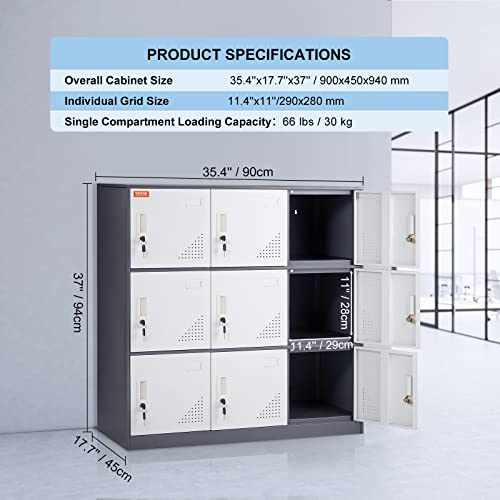 Gray Steel 9 Door Metal Locker with Card Slot S270115
