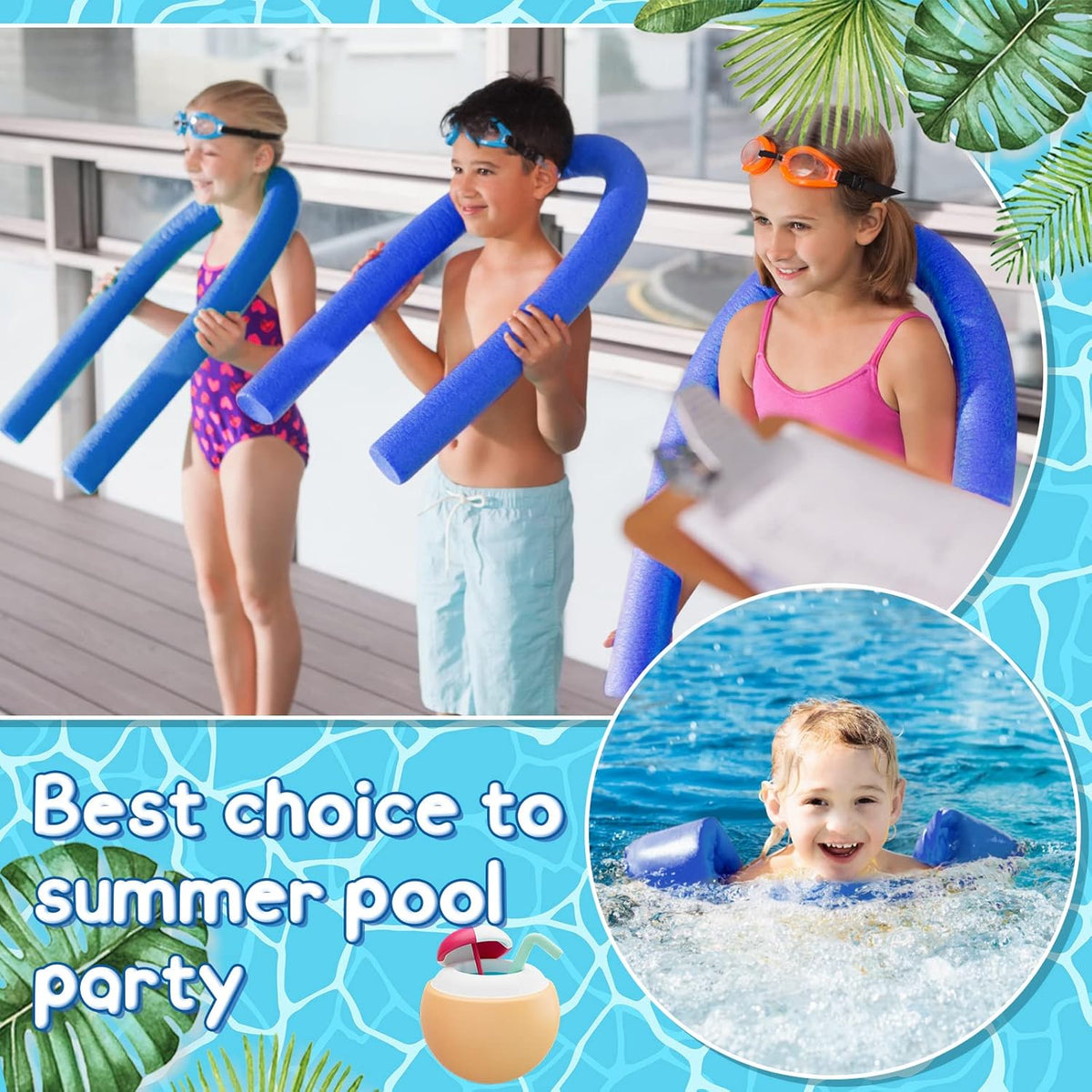 8 pieces Jumbo Swimming Pool Noodle Foam 55 Inch x 3.5 Inch Blue G497