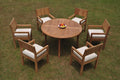 Grade-A Teak 7 Pc Dining Set with 52" Round Table and 6 Arm Chairs C79179