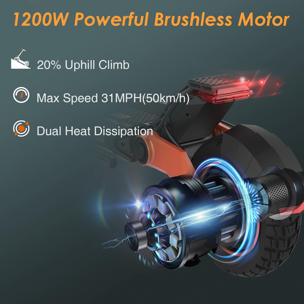 Electric Scooter 1200W Motor 10.5" Off Road Tires 52V/18Ah Dual Brake Folding R40819