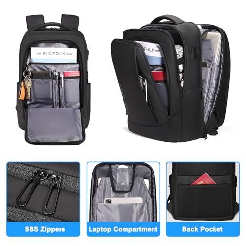 Black Expandable Water Resistant Computer Backpack 15.6 Inch E7131