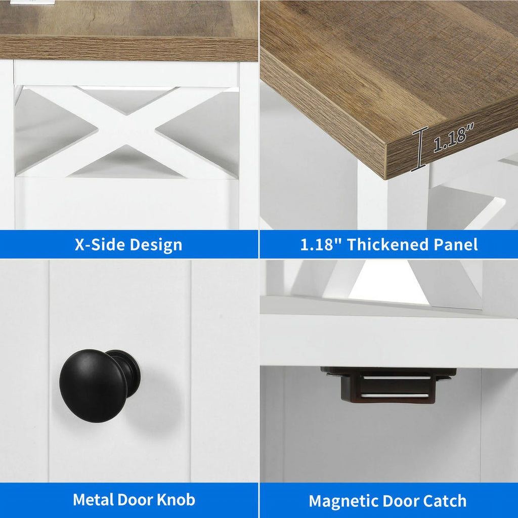 White 2 Drawer Nightstand with Charging Station and USB Ports, Set of 2 N935019