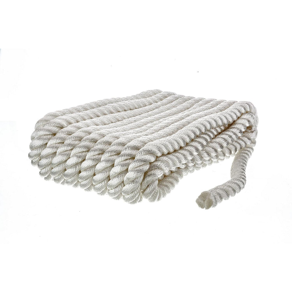 3-Strand Twisted Nylon Dock Rope, ¾-Inch x 25 Feet, White J4467