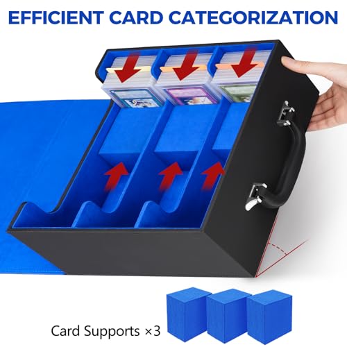 Black Blue Trading Card Storage Box with Handle Y34881