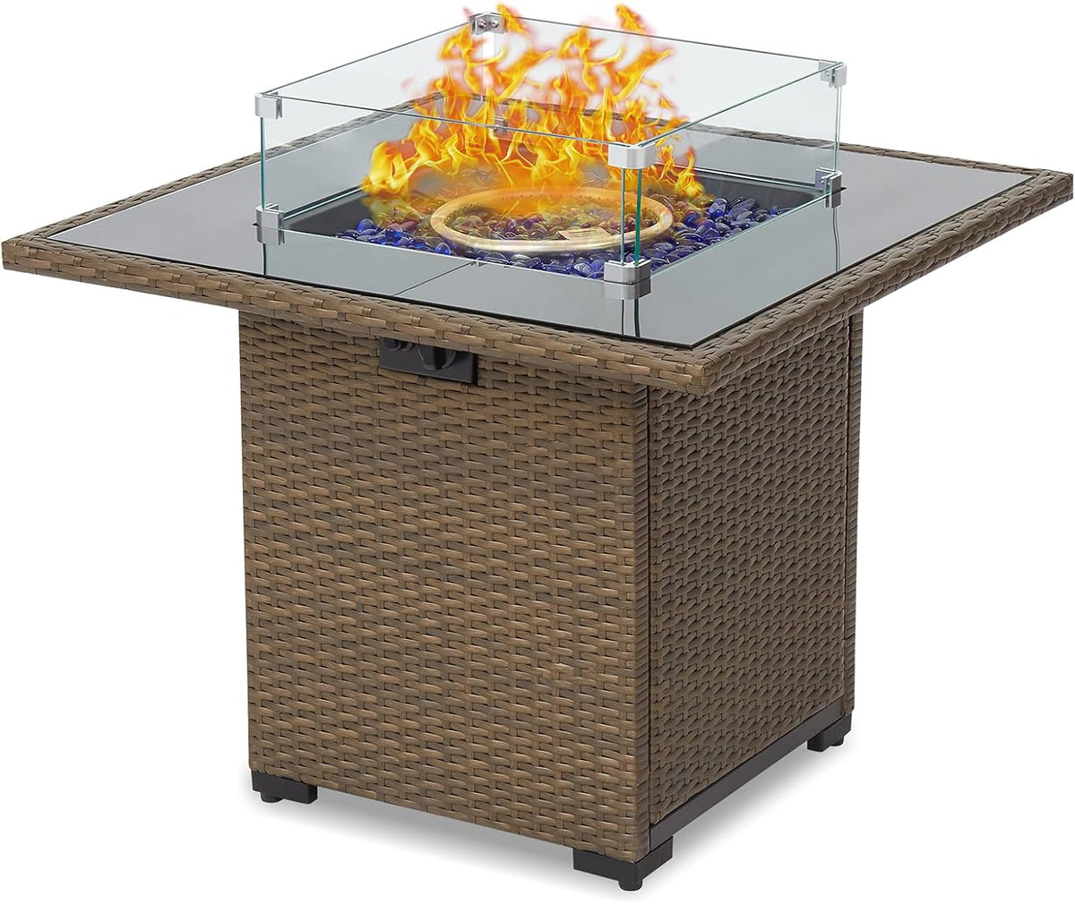 44 Inch 50000 BTU Propane Fire Pit Table with Rain Cover F580