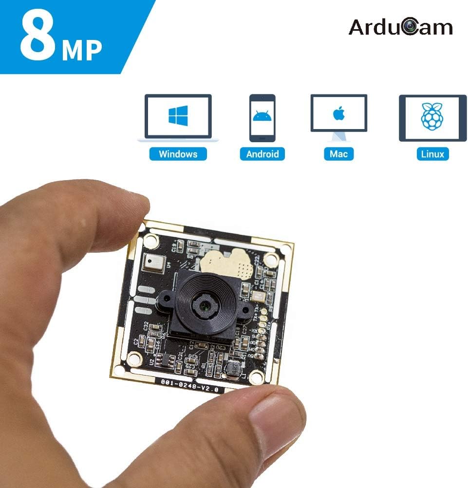 8MP 1080P Auto Focus USB Camera Module with Microphone, 1/3.2” CMOS IMX179 Mini UVC Webcam Board with 3.3ft/1m Cable V77691