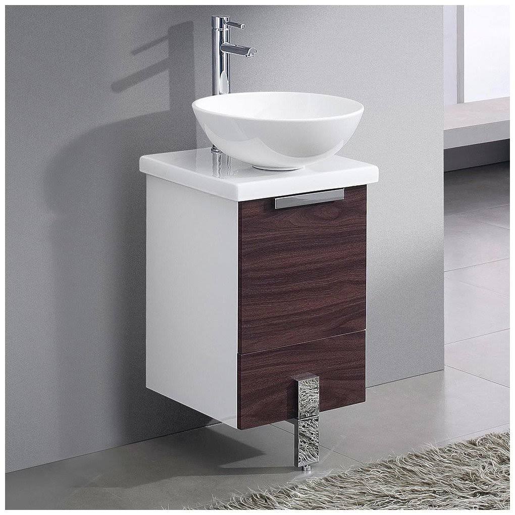 16x22 Dark Walnut Bathroom Cabinet with Top and Vessel Sink C28193