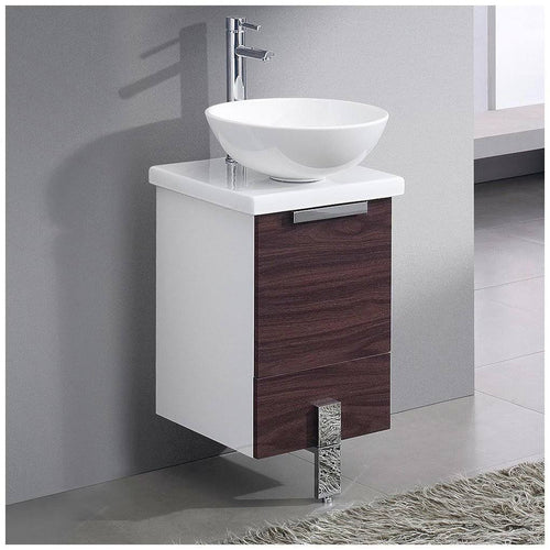 16x22 Dark Walnut Bathroom Cabinet with Top and Vessel Sink C28193