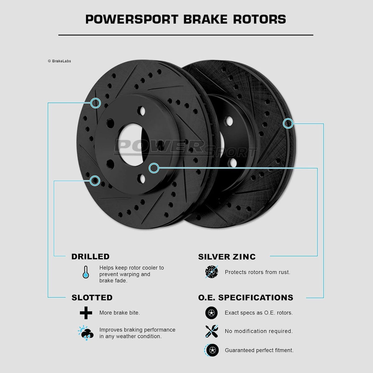 Black Drilled Slotted Brake Rotors and Semi Metallic Brake Pads K63936