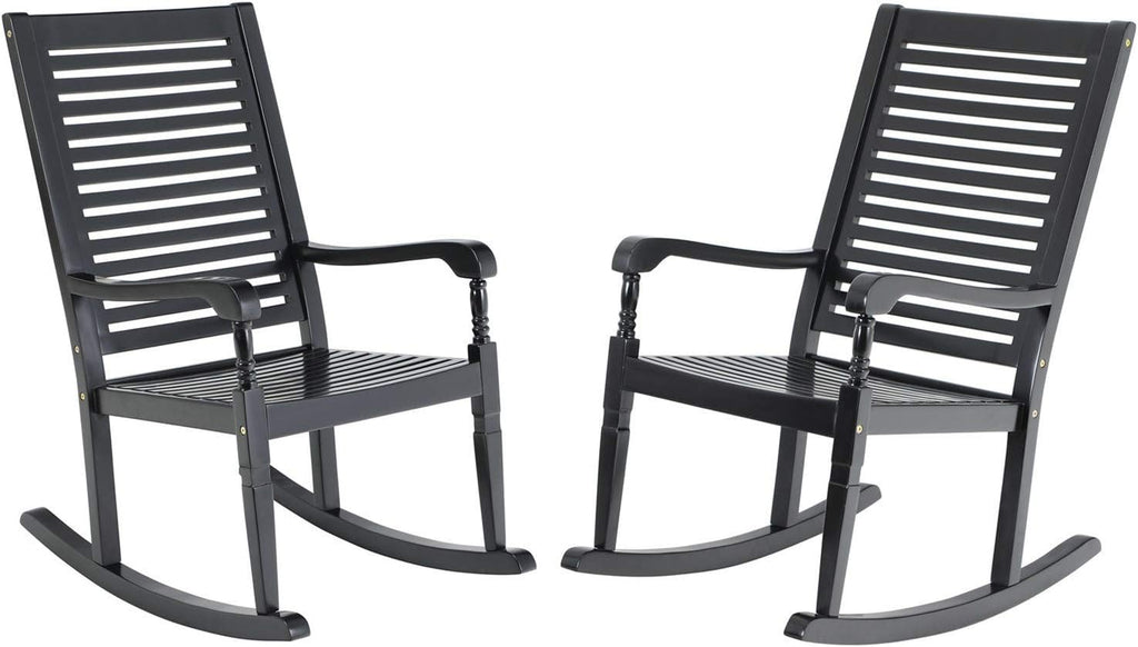 Black Acacia Wood Rocking Chairs Set of 2 S98812