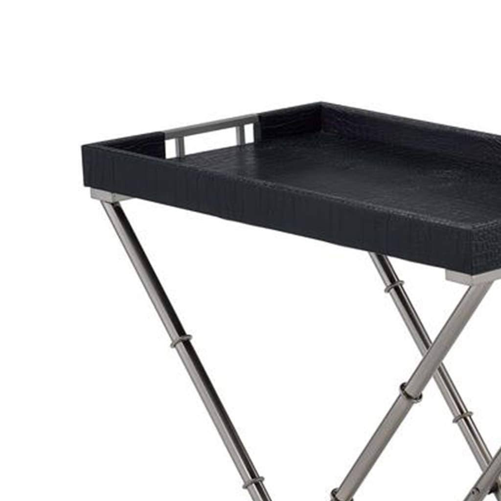 Black & Brushed Nickel Tray Table D69484