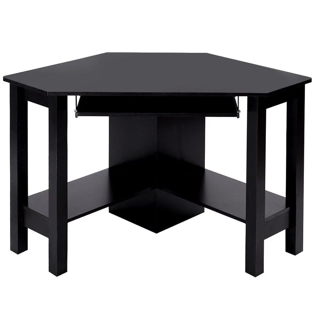 Black Wooden Corner Desk With Drawer D31342