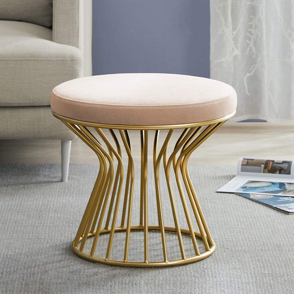 Gray Velvet Round Ottoman P909804