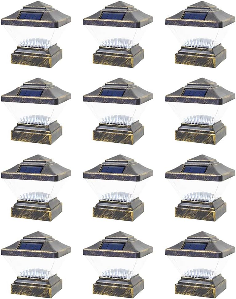 12 Pack White Solar LED Post Cap Light O2342