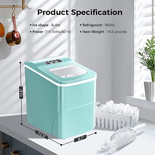 Black Countertop Ice Maker with Self-Cleaning, 26lbs/24hrs, 2 Sizes Bullet Ice R7660