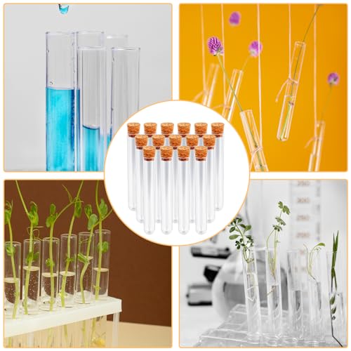 15 PCS 15ml Clear Plastic Test Tubes with Cork Stoppers C828
