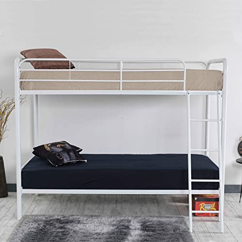 Twin Over Twin Metal Bunk Bed in Black J8783