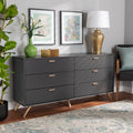 Dark Grey Gold Wood 6-Drawer Dresser S18159