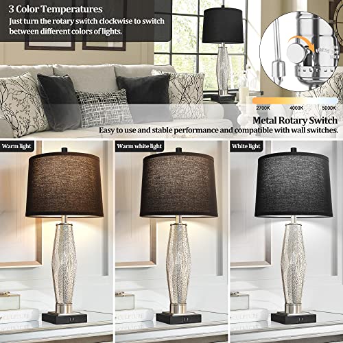 Table Lamps Set of 2 with USB A+C Charging Ports White Shade K33601