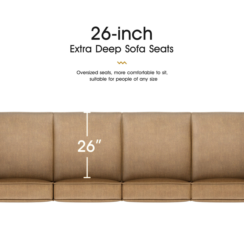 Caramel Brown U Shaped 7 Seaters Convertible Sectional Sofa Couch with Ottoman C14121
