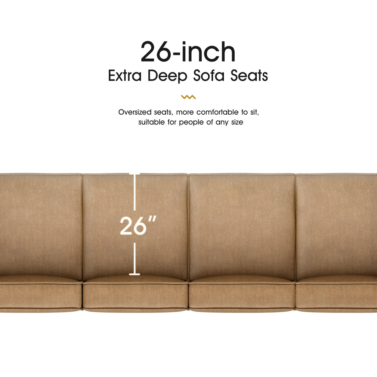 Caramel Brown U Shaped 7 Seaters Convertible Sectional Sofa Couch with Ottoman C14121