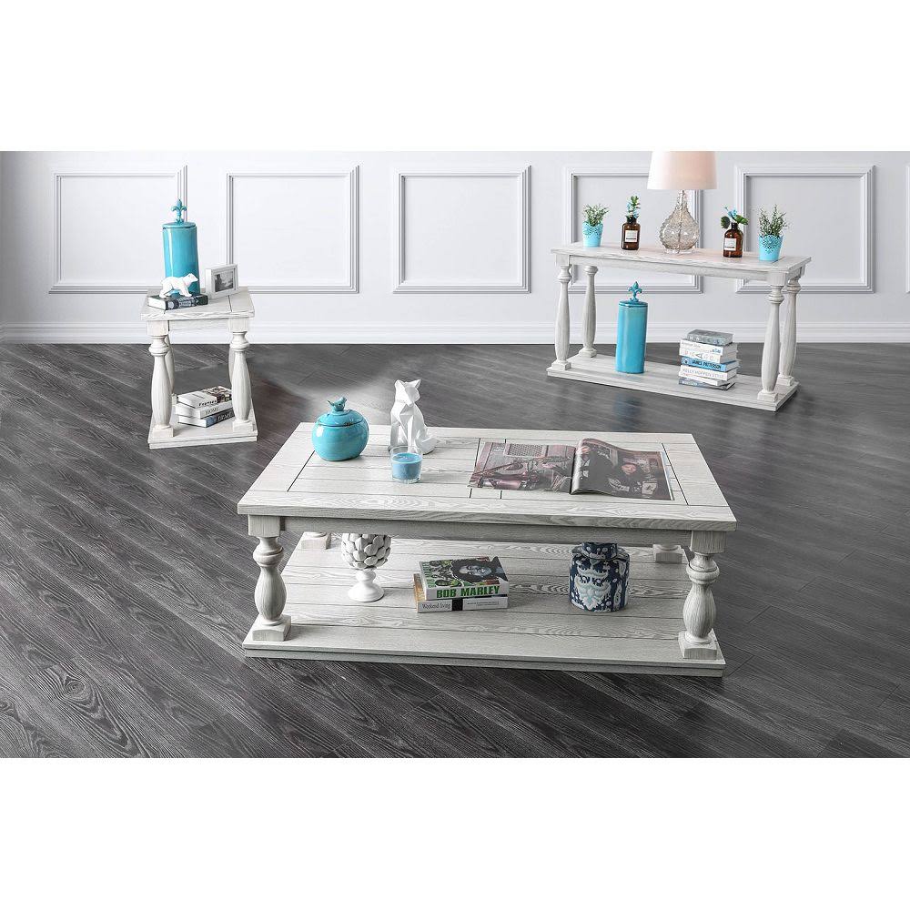 Rustic Coffee Table in Antique White K45947