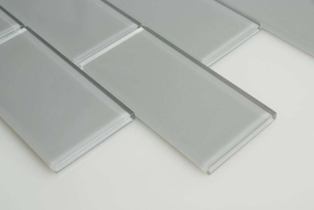 Glossy Soft Gray Glass Subway Tile, 3 inch x 6 inch, 5 Square Feet Carton Z451395