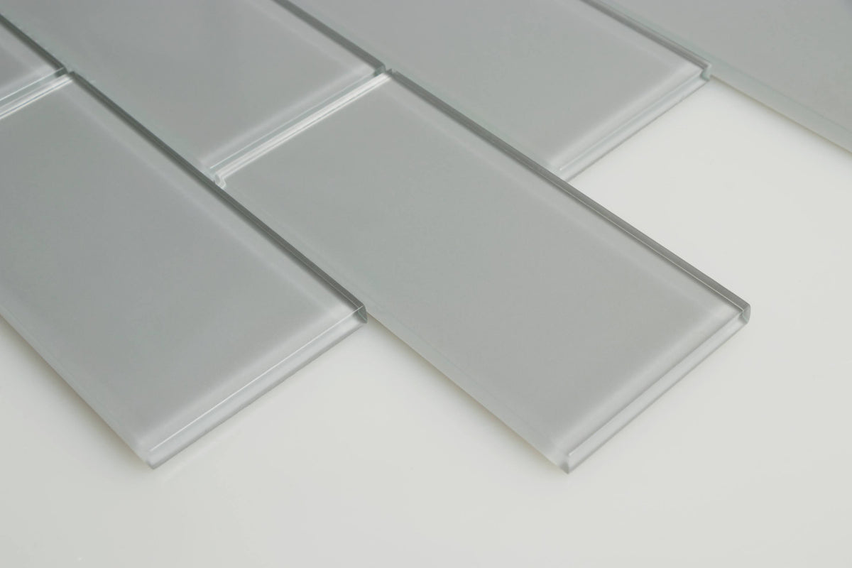 Glossy Soft Gray Glass Subway Tile, 3 inch x 6 inch, 5 Square Feet Carton Z451395