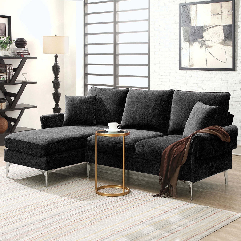 Modern Convertible Sectional Sofa with Reversible Chaise Lounge Espresso T25150