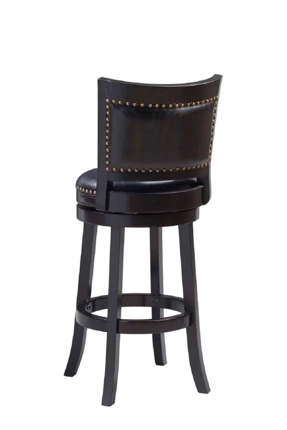 29in. High Back Swivel Wood Bar Stool, Black A657466