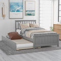 Gray Twin Size Platform Bed with Roll-Out Trundle I10996