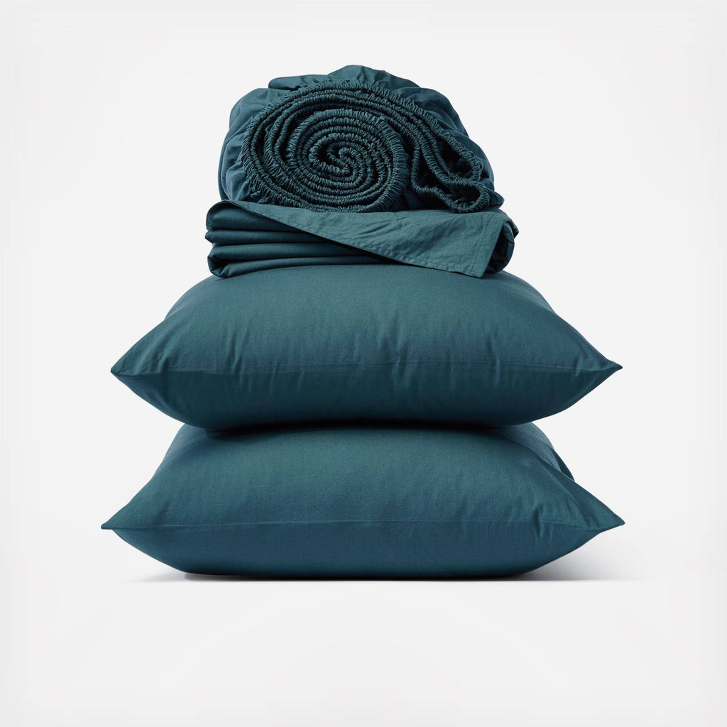 Organic Crinkled Percale Sheet Set Cal King Aegean Y3769