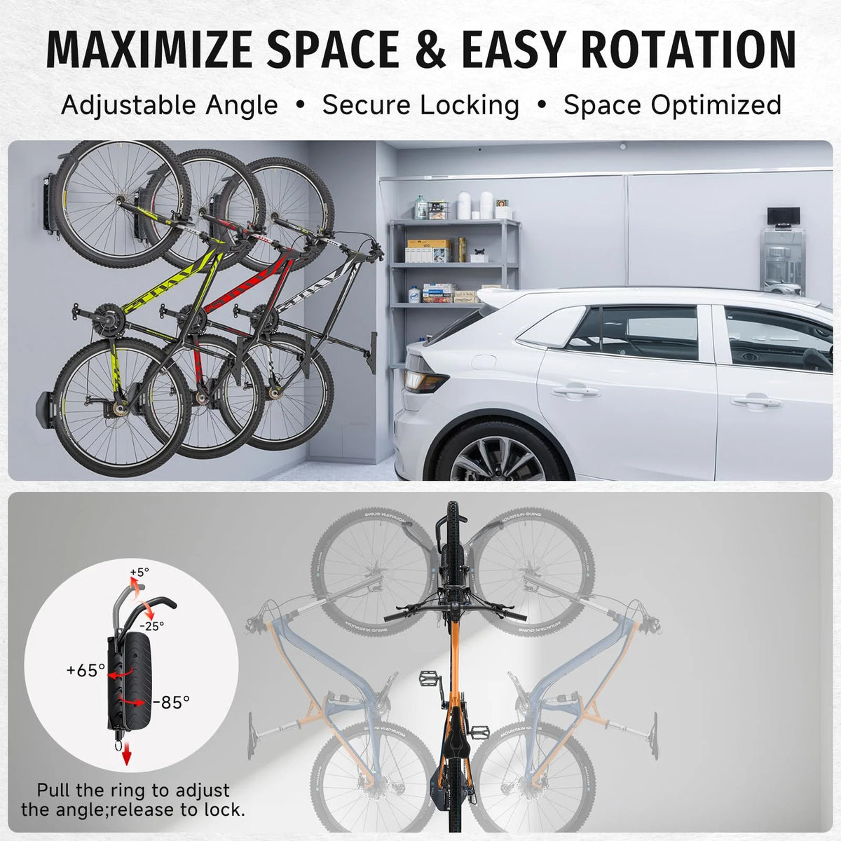 Rotating Bike Hanger Wall Mount Bike Rack, 66 lbs Capacity M71140