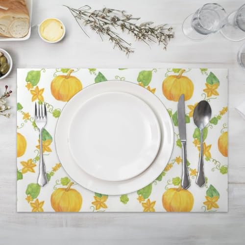 Fall Gourd Pattern Faux Leather 12 X 18 Inch 6Pc Placemat Set A532