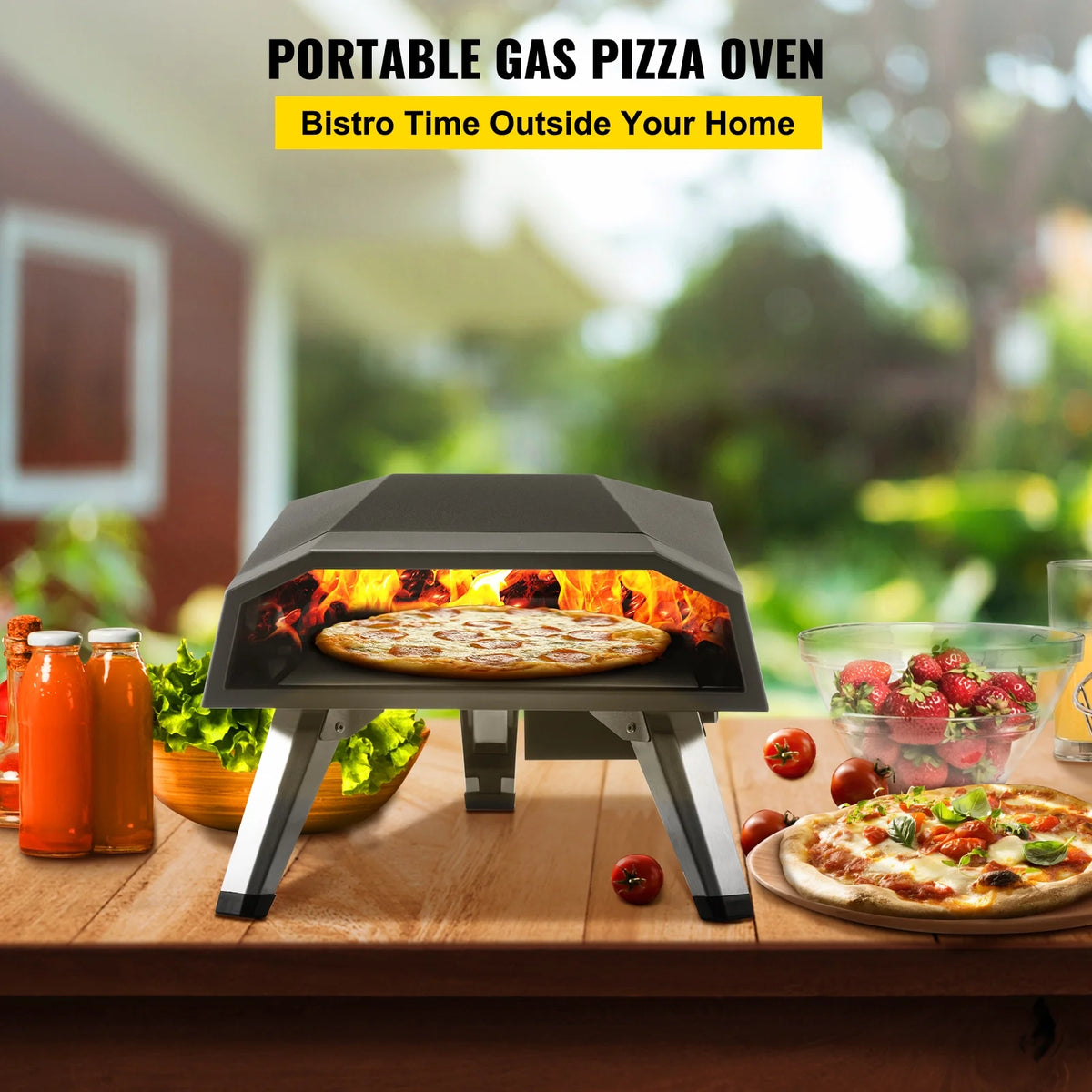 Stainless Steel Propane Pizza Oven with 12 Pizza Stone V3634