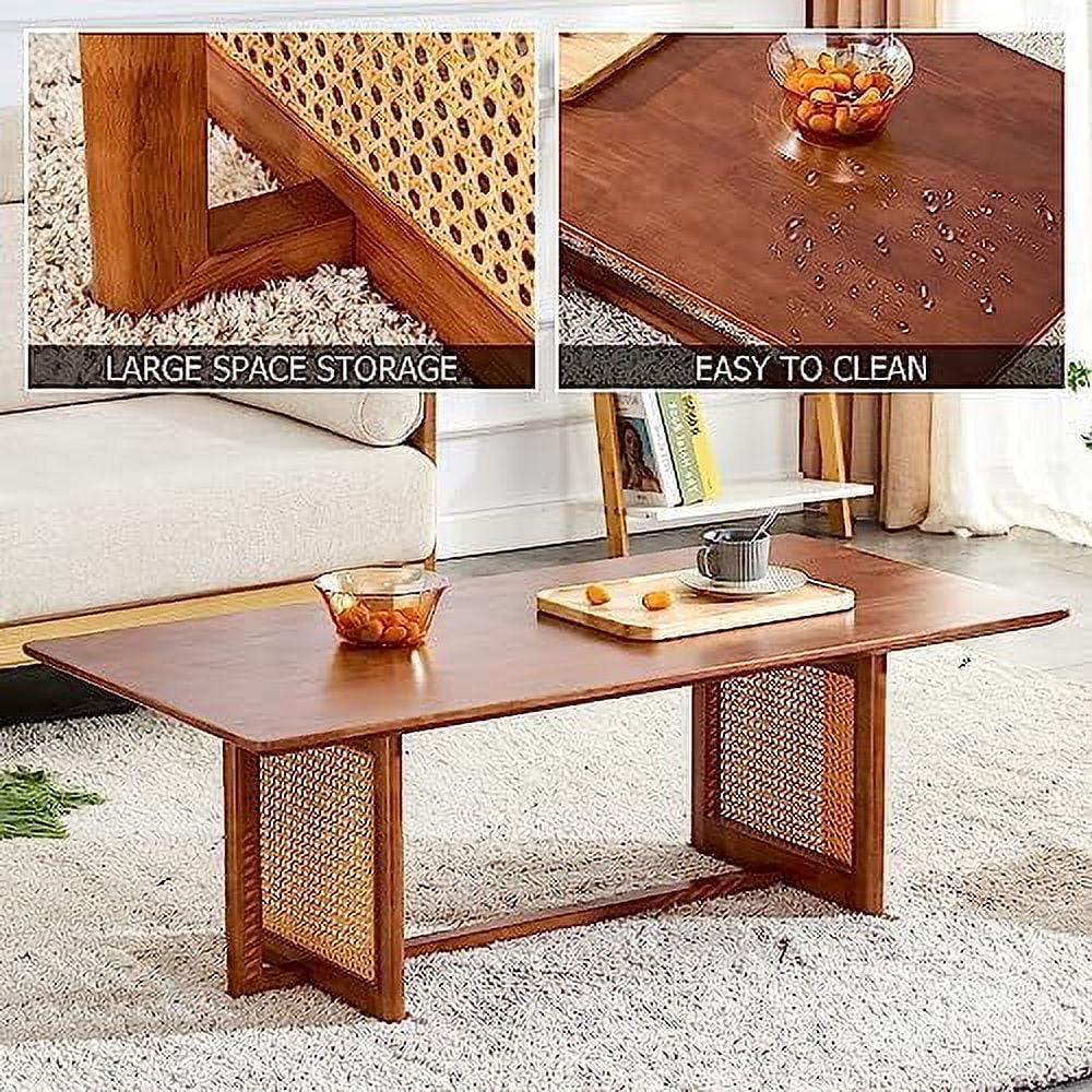 Rectangle Rustic Wood Coffee Table with Metal Legs Z82302