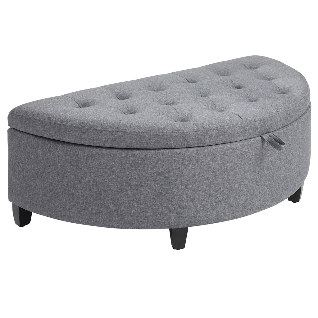 Gray Half Moon Storage Ottoman with Lift Lid P62959