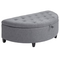 Gray Half Moon Storage Ottoman with Lift Lid P62959