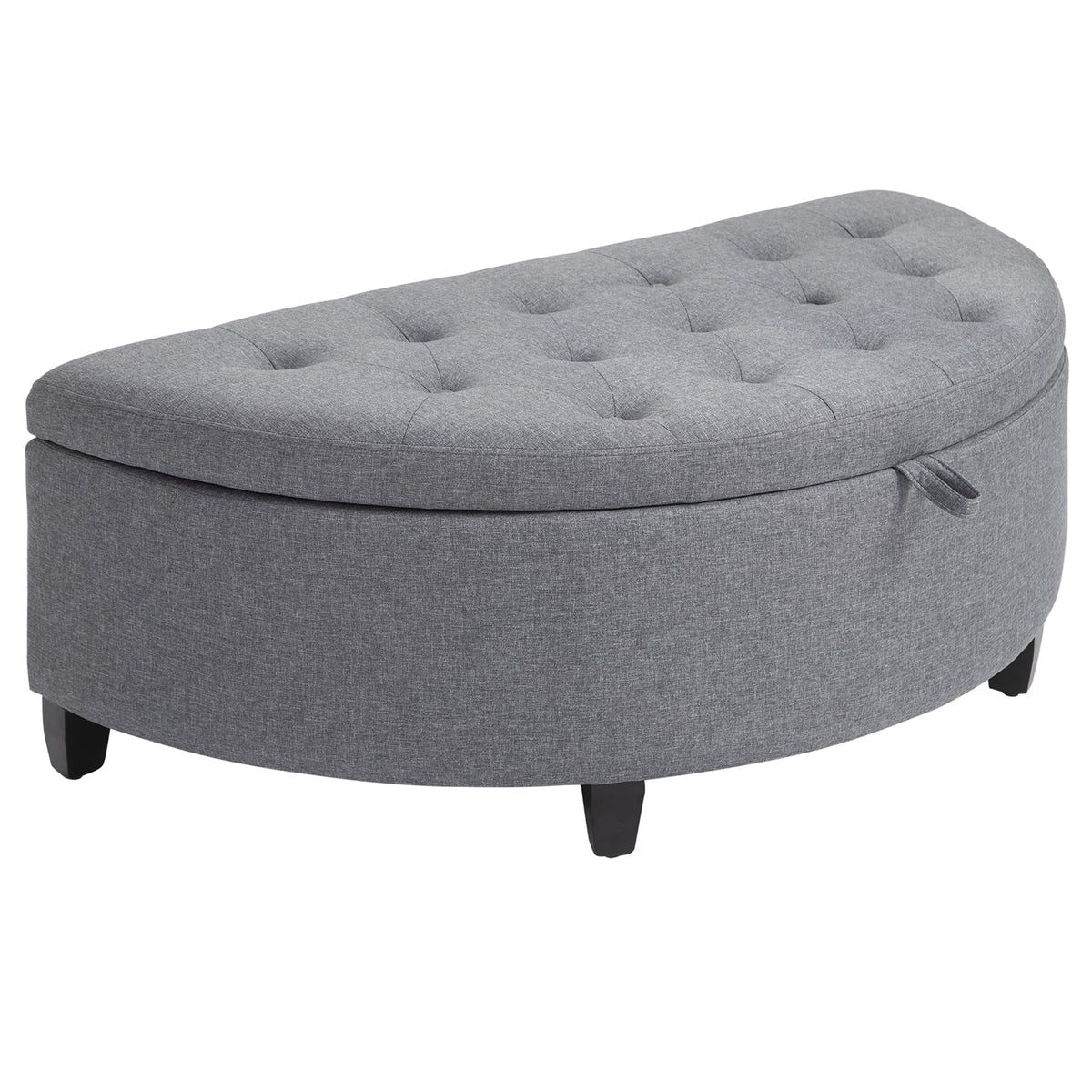Gray Half Moon Storage Ottoman with Lift Lid P62959