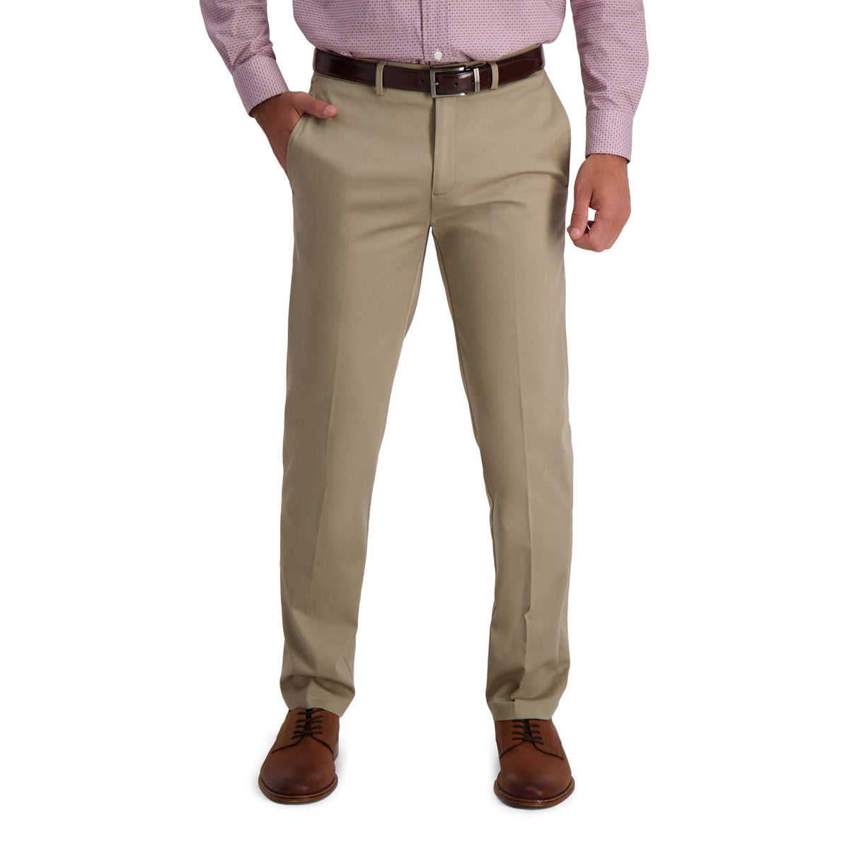 Men's Iron Free Premium Khaki Straight-Fit Flat Front Casual Pant C502
