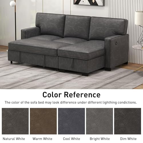 Grey Chenille L-Shaped Sleeper Sofa with Storage L69568