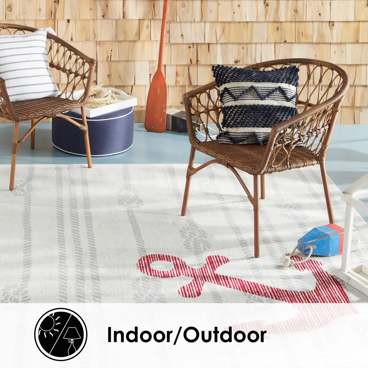 Ivory/Grey Indoor/Outdoor Area Rug L227